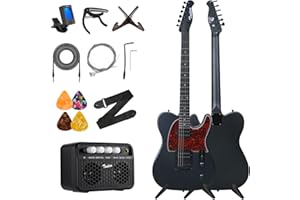 TOSTAR Electric Guitar Kit, 39 Inch Solid Poplar Right Hand Guitar Electric for Professional Player with Amp + Straps + 4*Guitar Picks + 6*String Set + Tuner + Cable + Electric Guitar Bag