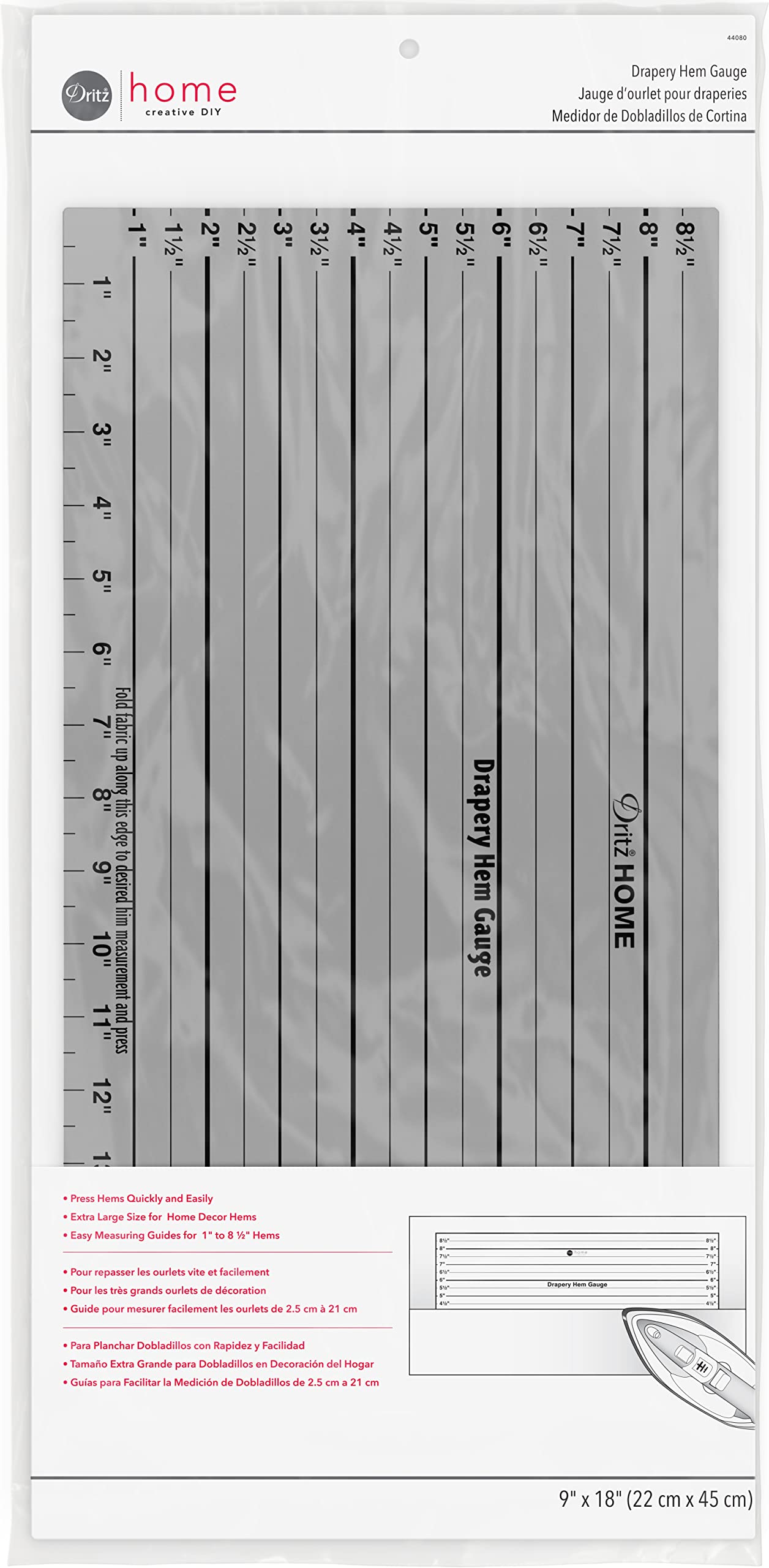 Dritz 18 x 9-Inch Drapery Hem Gauge
