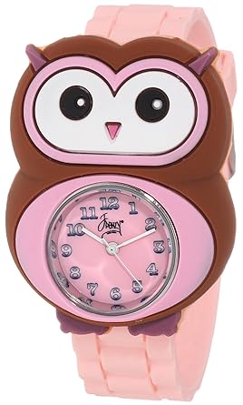 Frenzy Kids FR2005 Owl Critter Face with Pink Rubber Band Watch