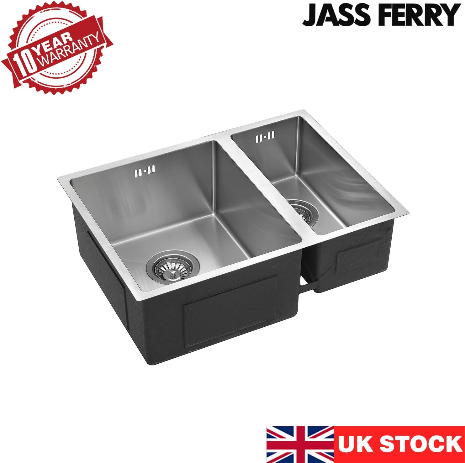 JASSFERRY Kitchen Sink Undermount Handmade Design 1.2mm Thick Square Stainless Steel 1.5 One Half Bowl with Strainer Waste - Image 4