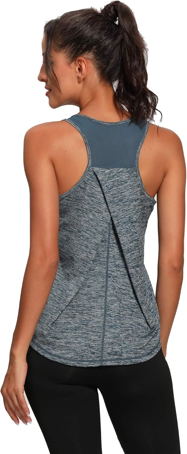 Aeuui Workout Tops for Women Mesh Racerback Tank Yoga Shirts Gym Clothes: Clothing