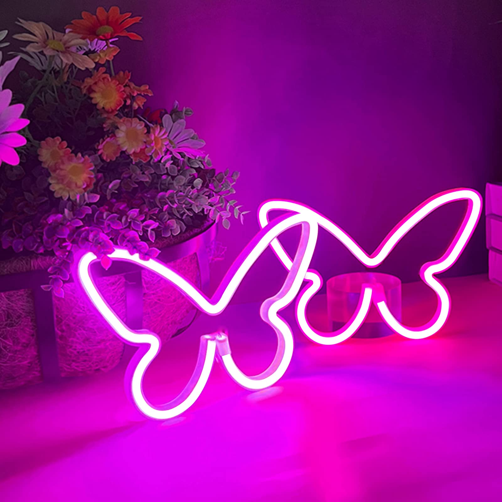 2 Pieces Butterfly Neon Signs, Butterfly LED Neon