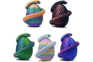 BINVIN 5PCS 3D Printed Snake Eggs 3D Printed Snake 3D Printed Snake Toys Set Easter Eggs Articulated Snake Easter Basket Stuffers Mystery Snake Egg Fidget Toy 3D Printed Animals (Multicolor5-5pcs)