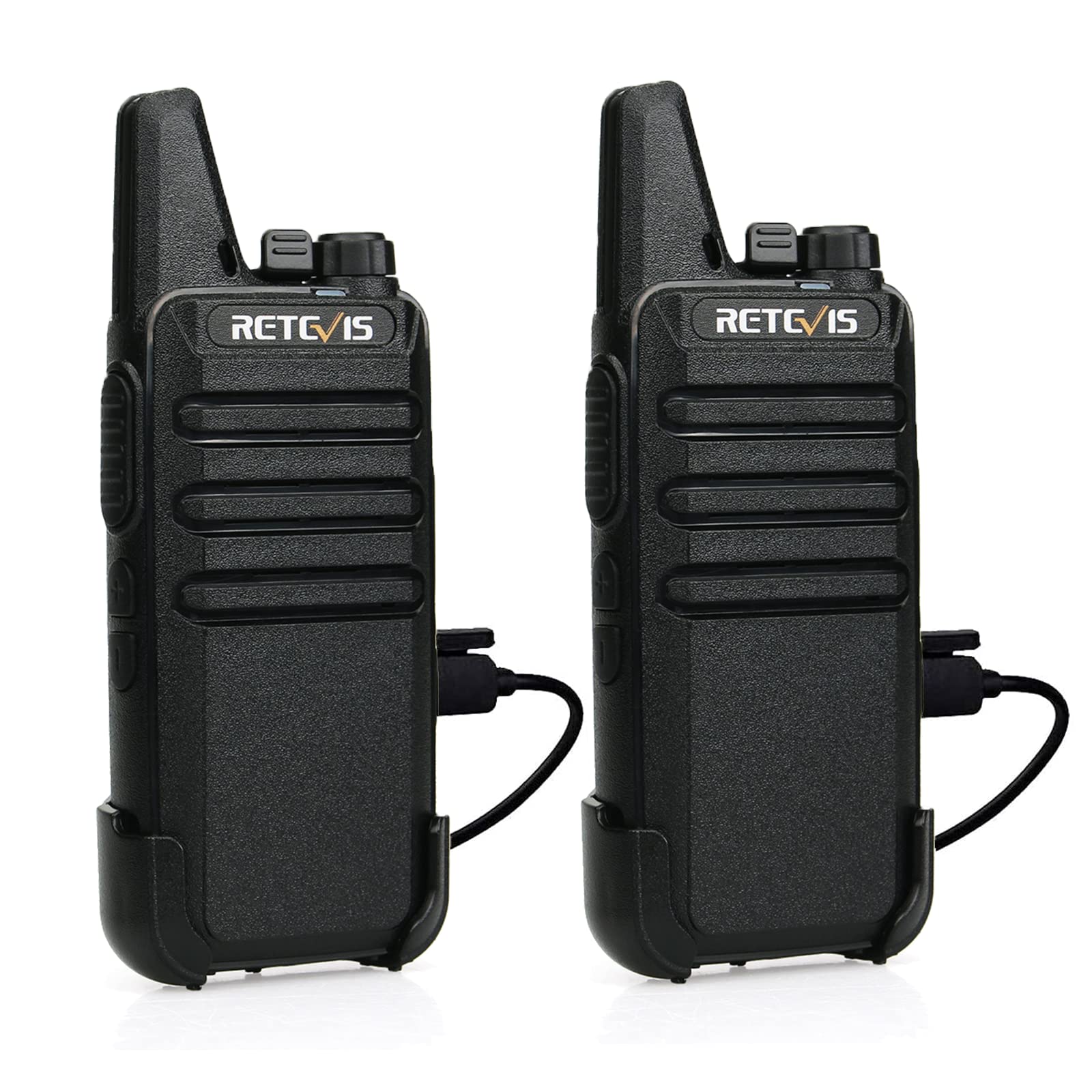 Retevis RT622 2 Way Radio, PMR446 Professional Walkie Talkie Mini Long Distance, Clear Sound, VOX Hands Free, Walkie Talkie Rechargeable, Hiking, Gifts (Black,1 Pair)