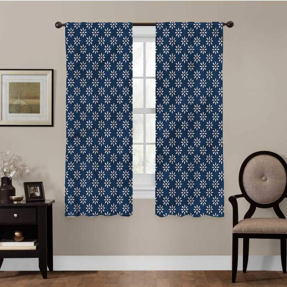 paintinghome Blackout Window Curtains Dutch, Classic Delft Flowers