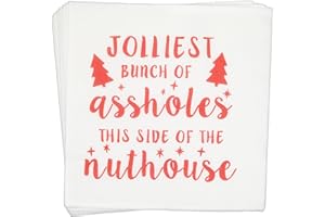 AISOSIKS Jolliest Bunch of A-Holes Napkins, Christmas Holiday Napkins, National Christmas Vacation Decorations, Xmas Vacation Party Decorations, ZJ Holiday Decorations (5 x 5 In, Red Foil, 50-Pack)