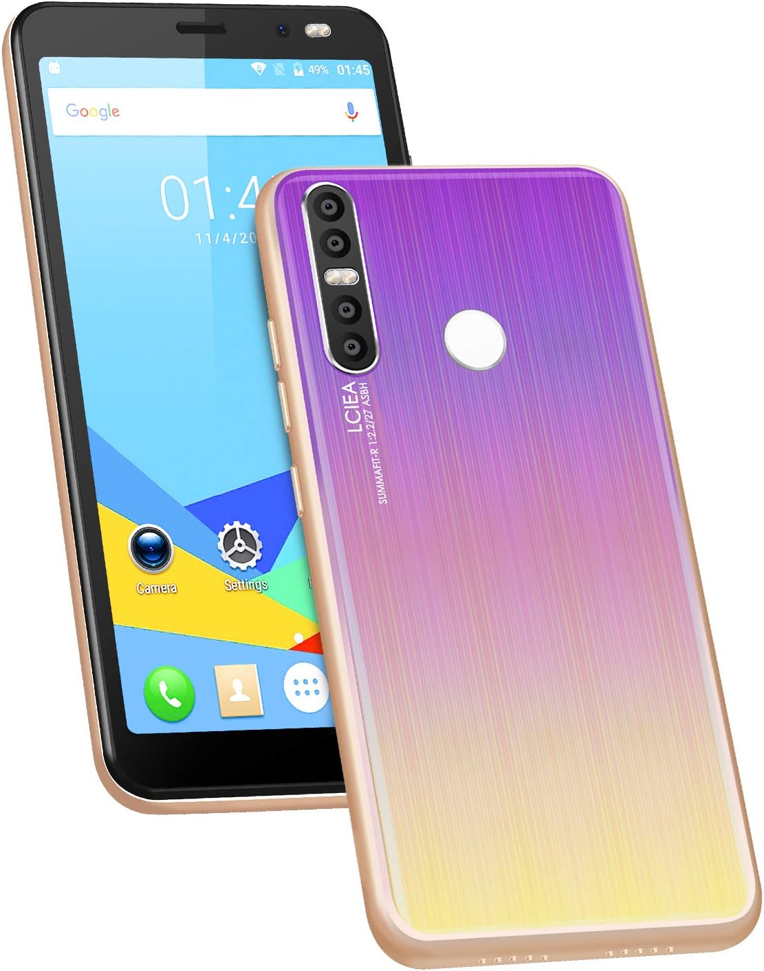 SIM Free Mobile Phones Unlocked, 3G Dual Sim Android Go Smartphones 5.5 Inch HD IPS Display，MT6572 Quad Core 1.3GHz 1RAM+4ROM, Dual Cameras 5.0MP +2.0MP Cell Phones(P17 Gold)