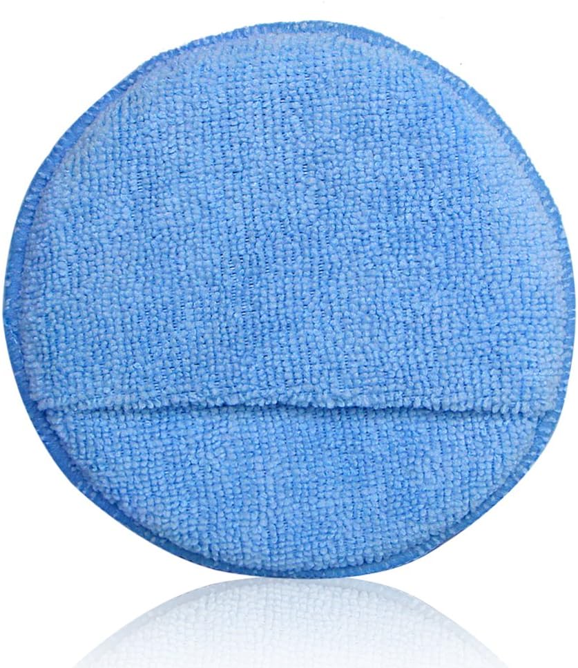 Autocare Microfiber Wax Applicator, Ultra-Soft Microfiber Wax Applicator Pads with Finger Pocket Wax Applicator for Cars Wax Applicator Foam Sponge (Blue, 5" Diameter, Pack of 10): Automotive