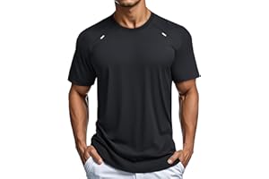 MAGCOMSEN Men's Shirts Short Sleeve Quick Dry 4 Way Stretch T-Shirt Crew Neck Breathable Lightweight Workout Gym Tee