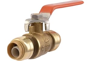 SharkBite 1/2 Inch Ball Valve, Push to Connect Brass Plumbing Fitting, Water Shut Off, PEX Pipe, Copper, CPVC, PE-RT, HDPE, 2