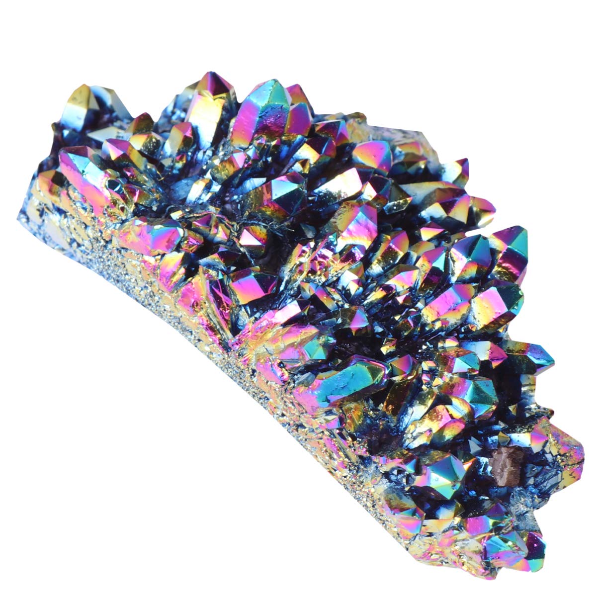 BESPORTBLE Rainbow Cluster, Titanium Coated Crystal Cluster Geode Stone Specimen - Desktop Ornament for Home Office