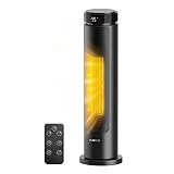 FLANUR Space Heaters for Indoor Use Large Room, 1500W Portable Electric Heater with Remote, 5 Modes, Safety Protection & Child Lock, 12H Timer, Oscillation Heater for Bedroom Home Office Black 1Pack