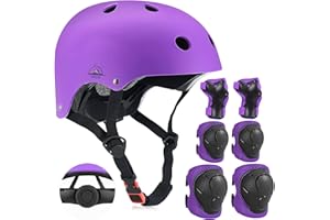 TCCVANAS Knee Pads for Kids Knee Elbow Pads Wrist Guards with Helmet Adjustable Protective Gear Set for Girls Boys Inline Skating Bike Cycling Skateboard Scooter, 5-15 Years