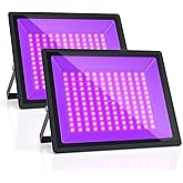 150W UV Black Light, 2 Pack Powerful IP66 Waterproof LED Lamps for Neon Glow Party, Halloween, Christmas Decor and Art Displays in Large Space (150W (2 Pack))