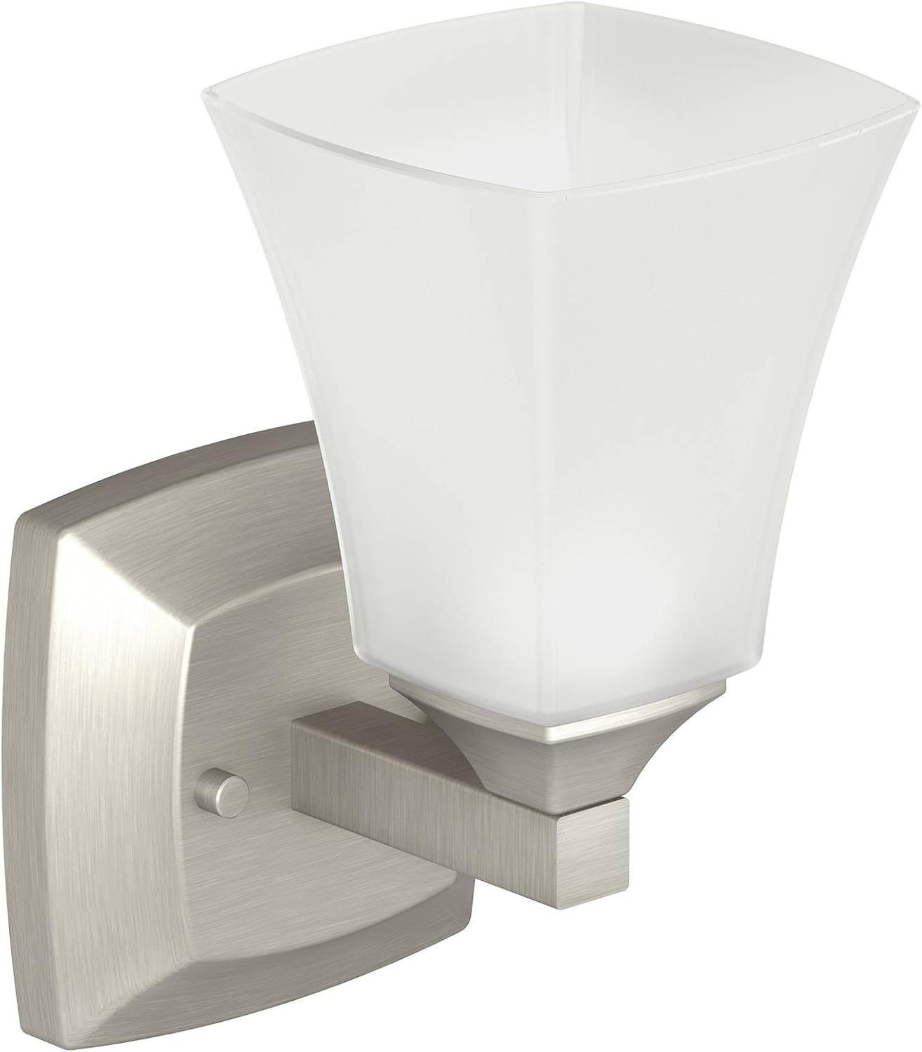 Moen YB5161BN Voss 1-Light Dual-Mount Bath Bathroom Vanity Fixture with Frosted Glass, Brushed Nickel