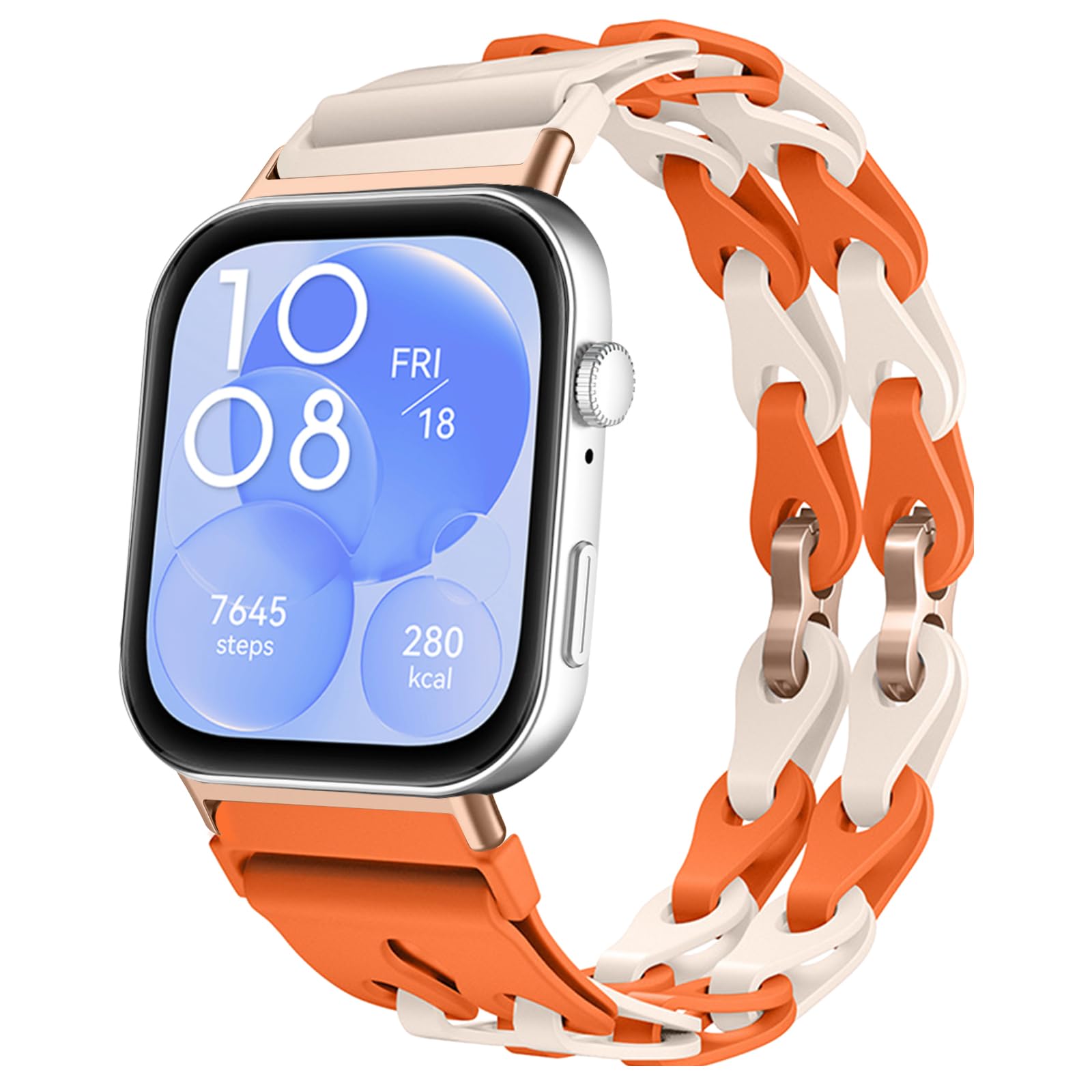 MiKoyi Silicone Strap Compatible with Huawei Watch Fit 4 Pro/Fit 4/Fit 3, Soft Breathable Replacement Band, Adjustable Sport Smart Watch Straps for Huawei Watch Fit 4 Pro/4/3, Orange Starlight