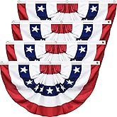 4 Pack USA Pleated Fan Flag, 3 X 6 Feet American US Bunting Flag Patriotic Decoration, 4th of July Memorial Day Independence Day Fourth July Outdoor Decor