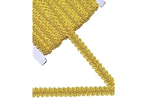 MSCFTFB 14 Yards Gimp Braid Trim,1/2 inch Gift Wrap Ribbon, Woven Fabric Lace Trim for Upholstery Costume Curtain,Lamp,Jewelry,Decorative Embellishment for Sewing Craft (Gold)