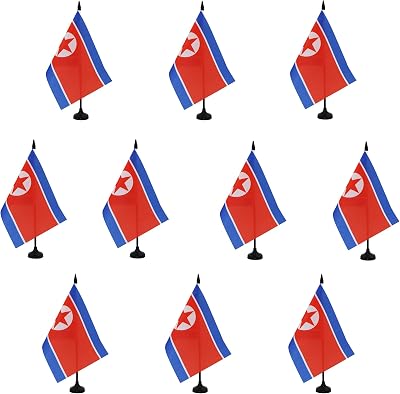 AZ FLAG Set of 10 North Korea Table Flags 5x8 in, 21x14 cm, 10 Flags