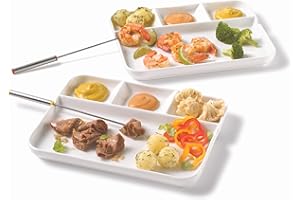 Starfrit Fondue and Appetizer Plates - Set of 2 Large Porcelain Plates – White