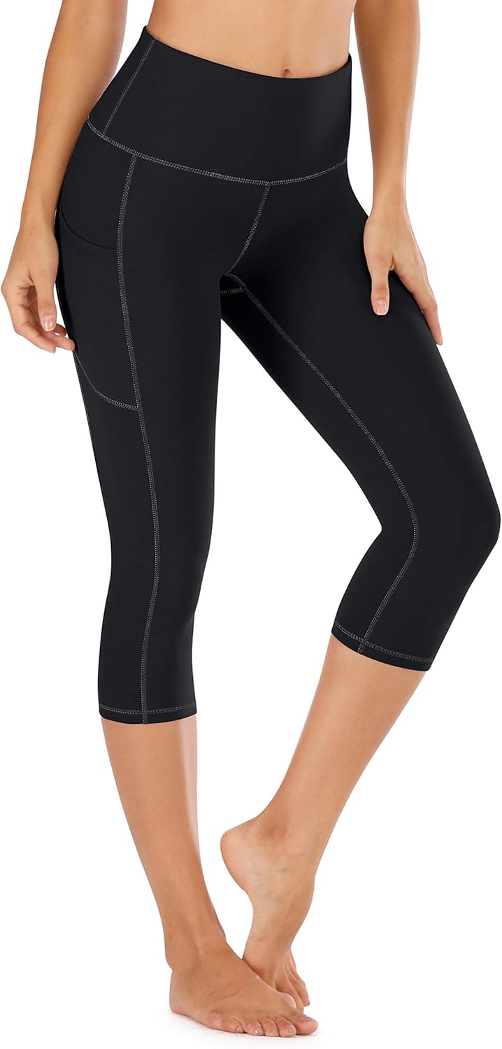 IUGA High Waisted Yoga Pants for Women with Pockets Capri Leggings for Women Workout Leggings for Women Yoga Capris : Clothing
