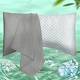 Curved Pillow Case Queen Size, Side Sleeper Pillow Cases Cover Cooling Rayon Derived from Bamboo with Zipper for hot Sleepers Hair and Skin, Breathable Silky Soft Pillowcase 1 Pack 20 * 30 Inches