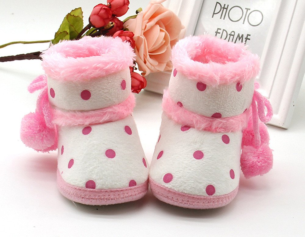 Butifullove Baby Girls Boys Warm Booties Soft Snow Boots Toddler Winter Warm Shoes(3-6 M,Pink)