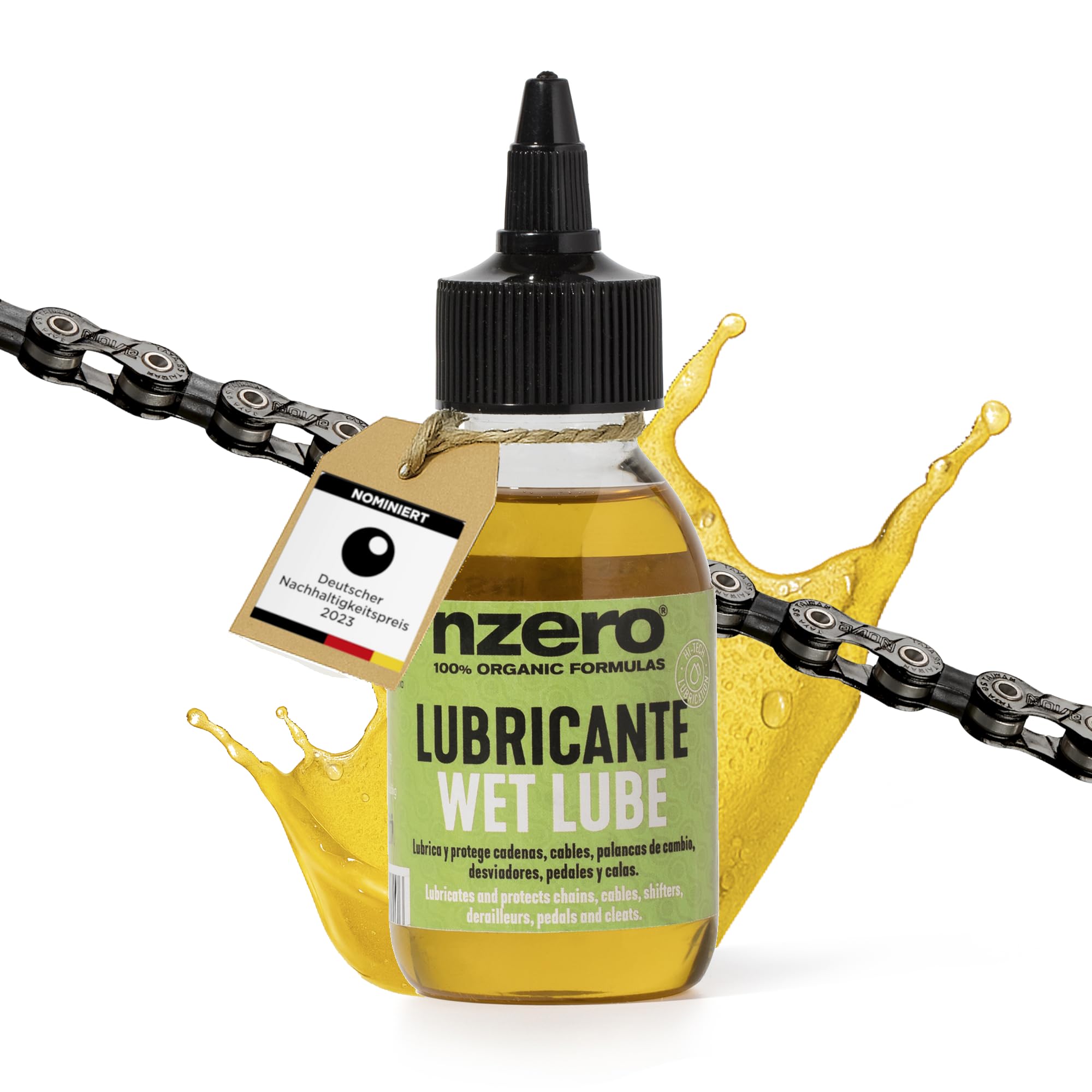 NZERO Bicycle Chain Lubricant | Organic/Bio | For Mountain MTB Road Gravel Urban and e- bike | 100 ml