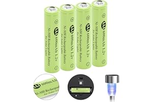 JiajaX Rechargeable AAA Batteries, Ni-MH AAA 600mAh Solar Batteries, Triple A 1.2v Rechargeable Batteries for Solar Pathway Lights, Outdoor Solar Lights (600mAh -4pack)