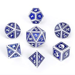 Metal Dice Set with Bag, DNDND Blue Dragon Scale