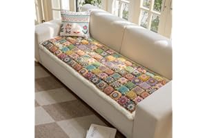 Awjcsv Cotton Sofa Cover, Non Slip Couch Cover for Dogs Washable, Boho Couch Covers for 3 Cushion Couch Sofa Pet Friendly, Pet Couch Covers for Sofa (Yellow, 27.6" x 59.1")