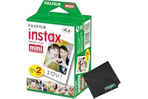 Fujifilm Mini Instant Film (White) for Mini 8,9,11,12,50s, 25, 7s, 90, 300 Cameras, Instax Mini Link's W/Microfiber Cloth by 