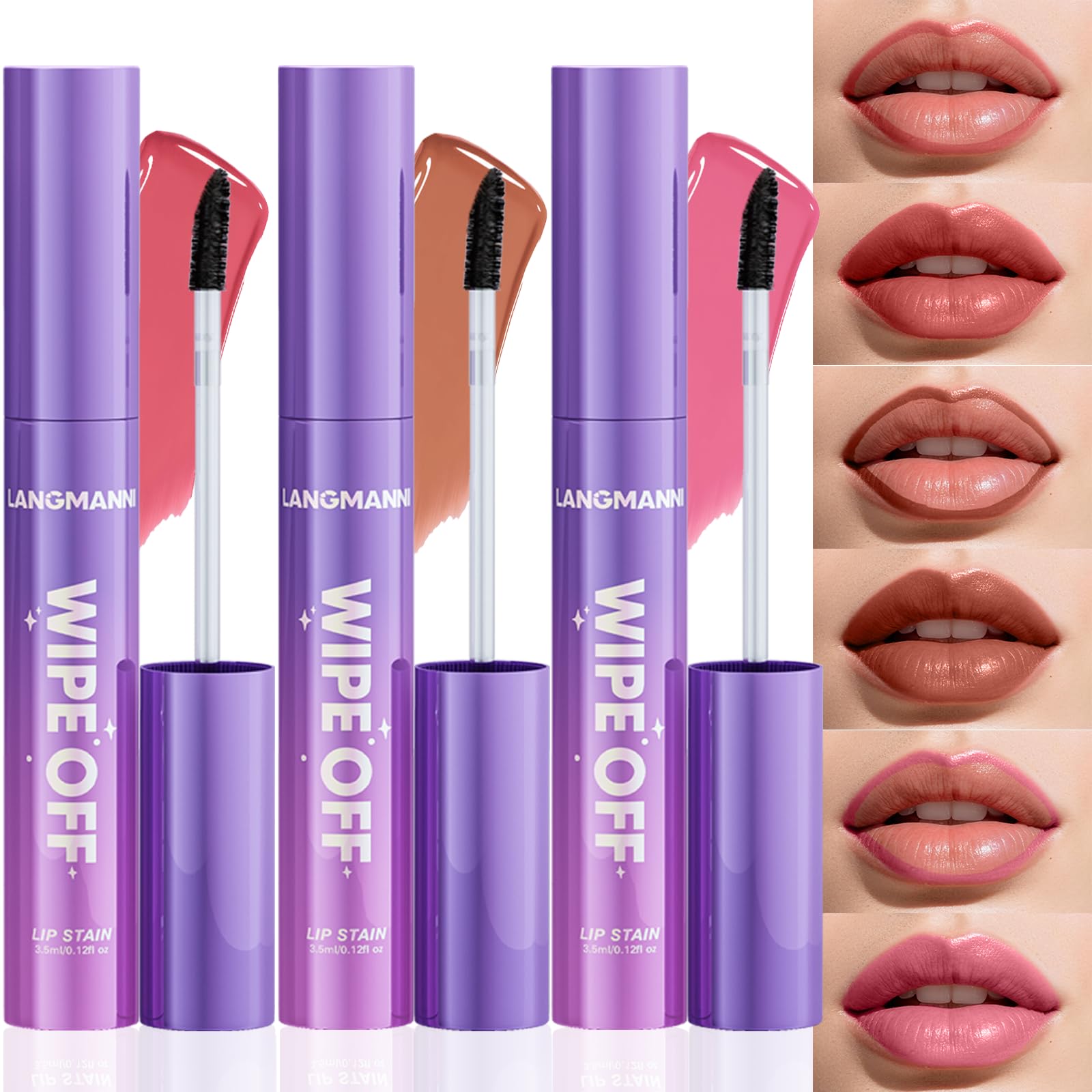 Photo 1 of **2 pack****Jolilab Lip Stain Masque,Wipe Off Lip Tint,Waterproof,Transfer proof,Highly Pigmented,Ultra Long Lasting Lip Stain Peel off Makeup With Matte finish for All-day Wear.(#04+#05+#6)