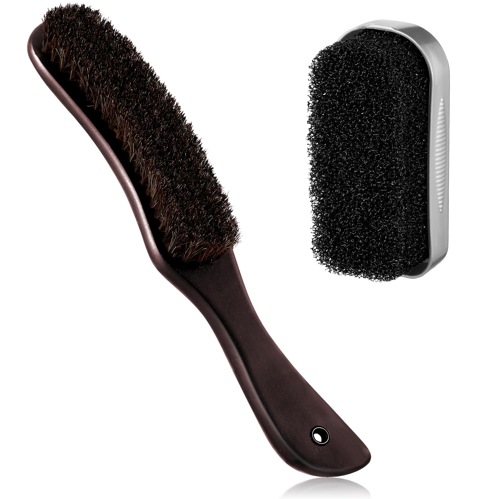 Photo 1 of Patelai 2 Pcs Horse Hair Brush Felt Hat Brush Cleaning Kit Cowboy Hat Brushes with Sponge Removes Dust Fuzz and Lint for Shoes, Clothes Furniture Suits(Reddish Brown,Schima Superba)