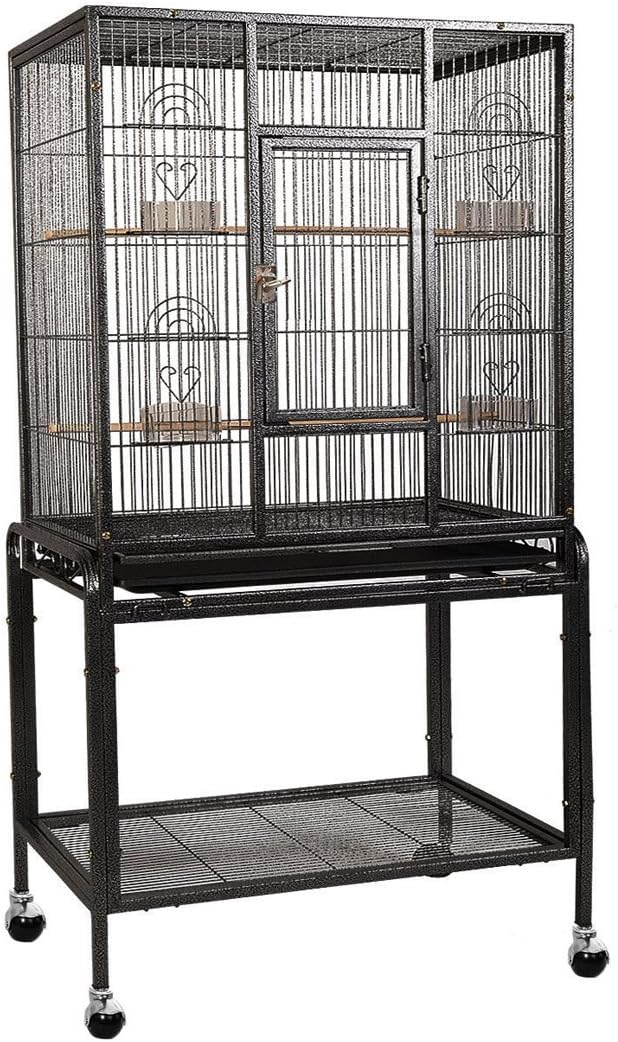 Bird Parrot Cage 25"(W) x 17"(D) x 53"(H) Overall Size Chinchilla Cockatiel Conure Large Cockatiel House Metal Wheels,Bl