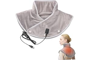 Neck and Shoulder Heating Pad Electric 3 Temp & Timer Settings Neck Heating Pad USB Charging for Mom Women Men, Grey, Shoulde