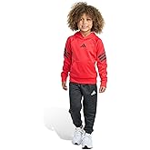 adidas boys 2-piece Poly Fleece 3-stripe Pullover & Jogger Set