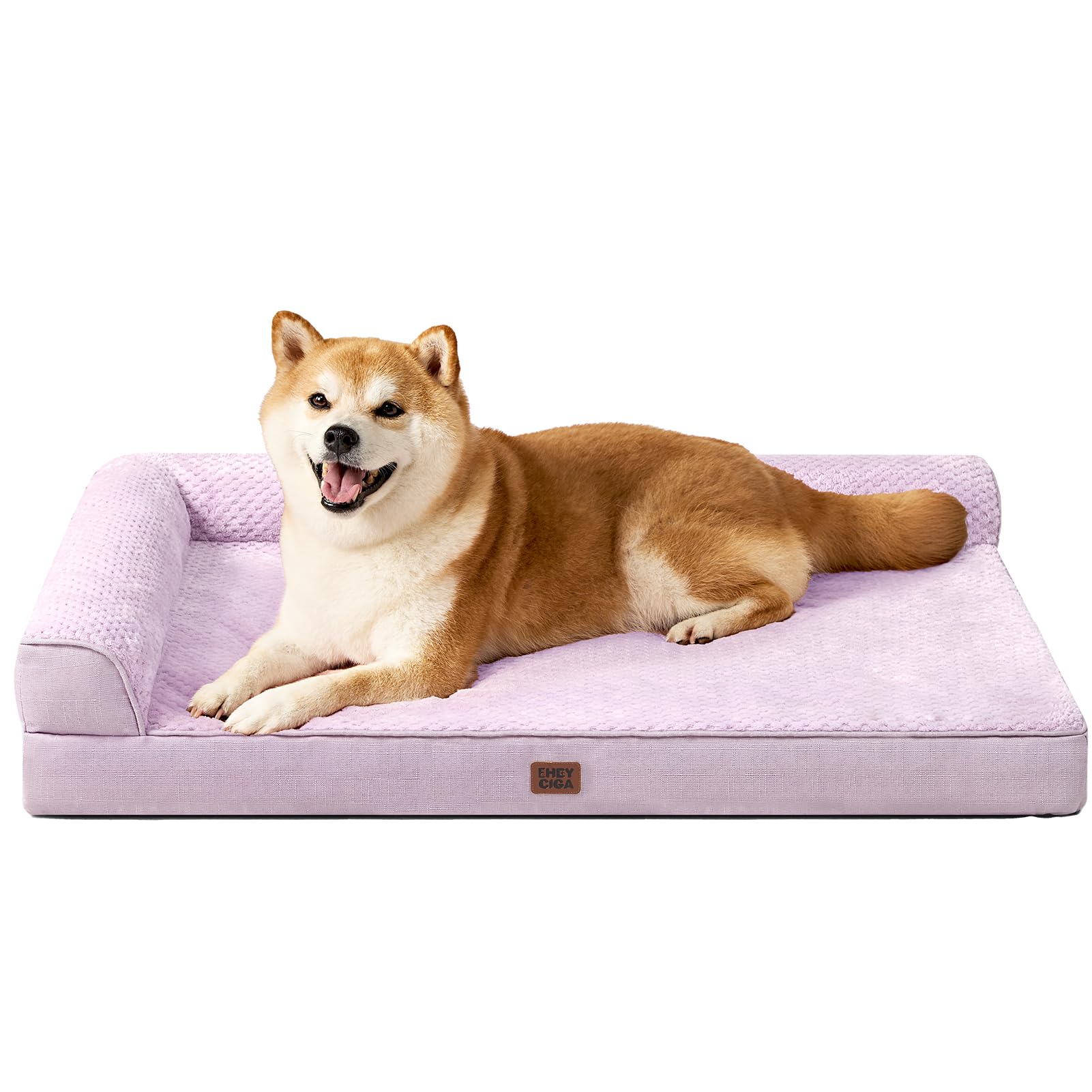 EHEYCIGA Memory Foam Dog Bed Large Size Dogs, Orthopedic Dog Bed Large with Washable Removable Cover, Waterproof Pet Sofa Couch with Nonskid Bottom, 36x27x6, Lilac Image