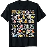 Back to School Kids Cute Animals A-Z Alphabet ABCs Teacher T-Shirt