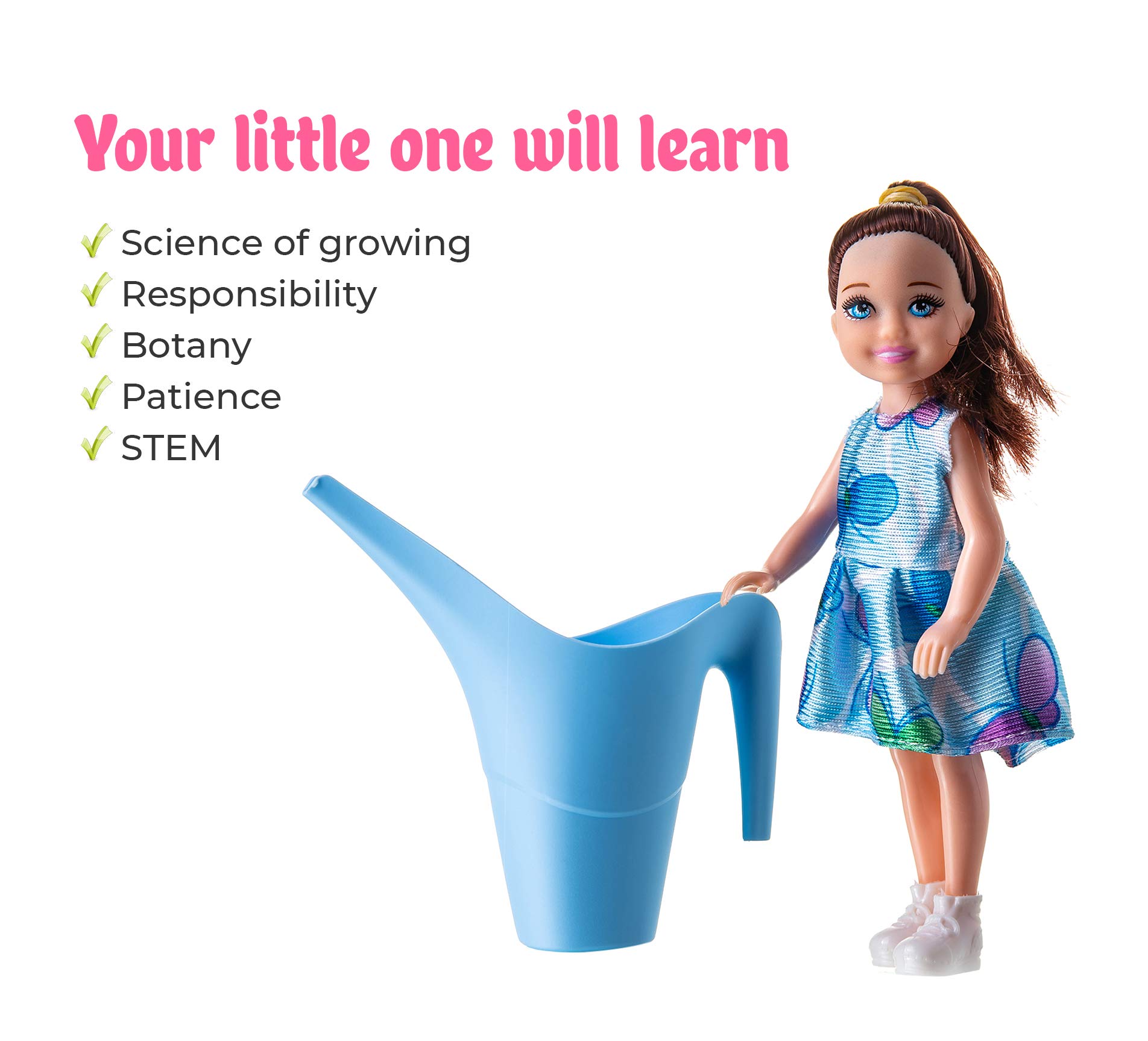 Kids Garden Set for Boys and Girls 3 - 10 Years Old - Best Fairy Gardening Gift - Grow Magic Flowers and Plants Indoor - Montessori Toy for Toddlers (Pink)