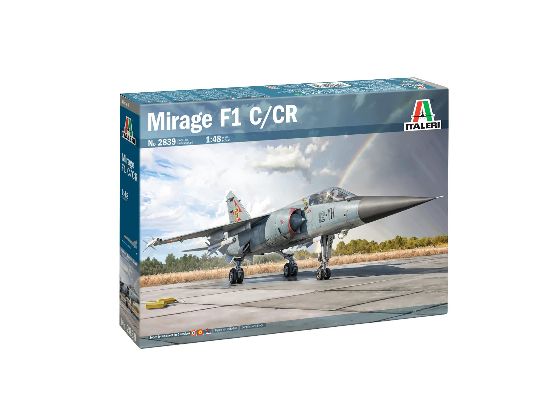 Italeri 2839 1:48 Mirage F.1 Model Building Kit, Standing Model Building, Crafts, Hobby, Gluing, Plastic Kit, Detailed, Grey