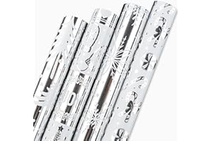 MAYPLUSS Christmas Wrapping Paper Jumbo Rolls with Gridlines - 30IN X 120IN - 4 Roll - Christmas Tree Snowflakes Candy Cane for New Year Holiday Party Kids