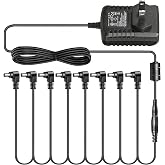 Pigtone Guitar Pedal Power Supply DC 9V 1A (10mA -1000mA) Center Negative | External Positive Low Noise AC Wall Adapter With 1to8 Way Daisy Chain Cables Power Splitter for Most Guitar Effect Pedals