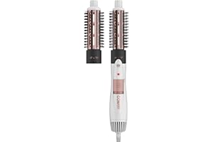 Conair Double Ceramic 2-in-1 Hot Air Brush, 1000W, Interchangeable 1¼" & 1½" Thermal Brushes for Voluminous Curls & Straight Styles, Hot Brush for Fine & Thick Hair