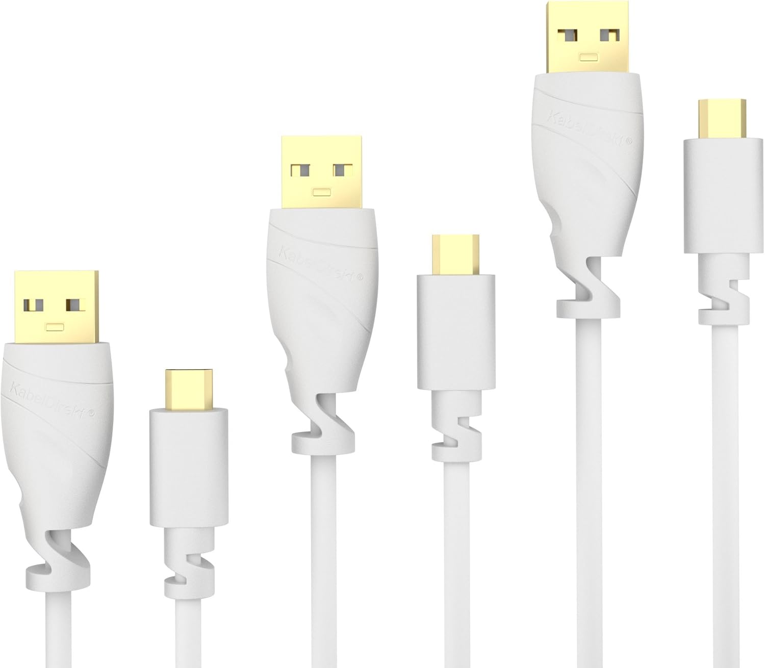 KabelDirekt - 3 x 1.5m Micro USB Cable (USB 2.0, Synch & Charge Cable, white) TOP Series, 3 x 1.5 m
