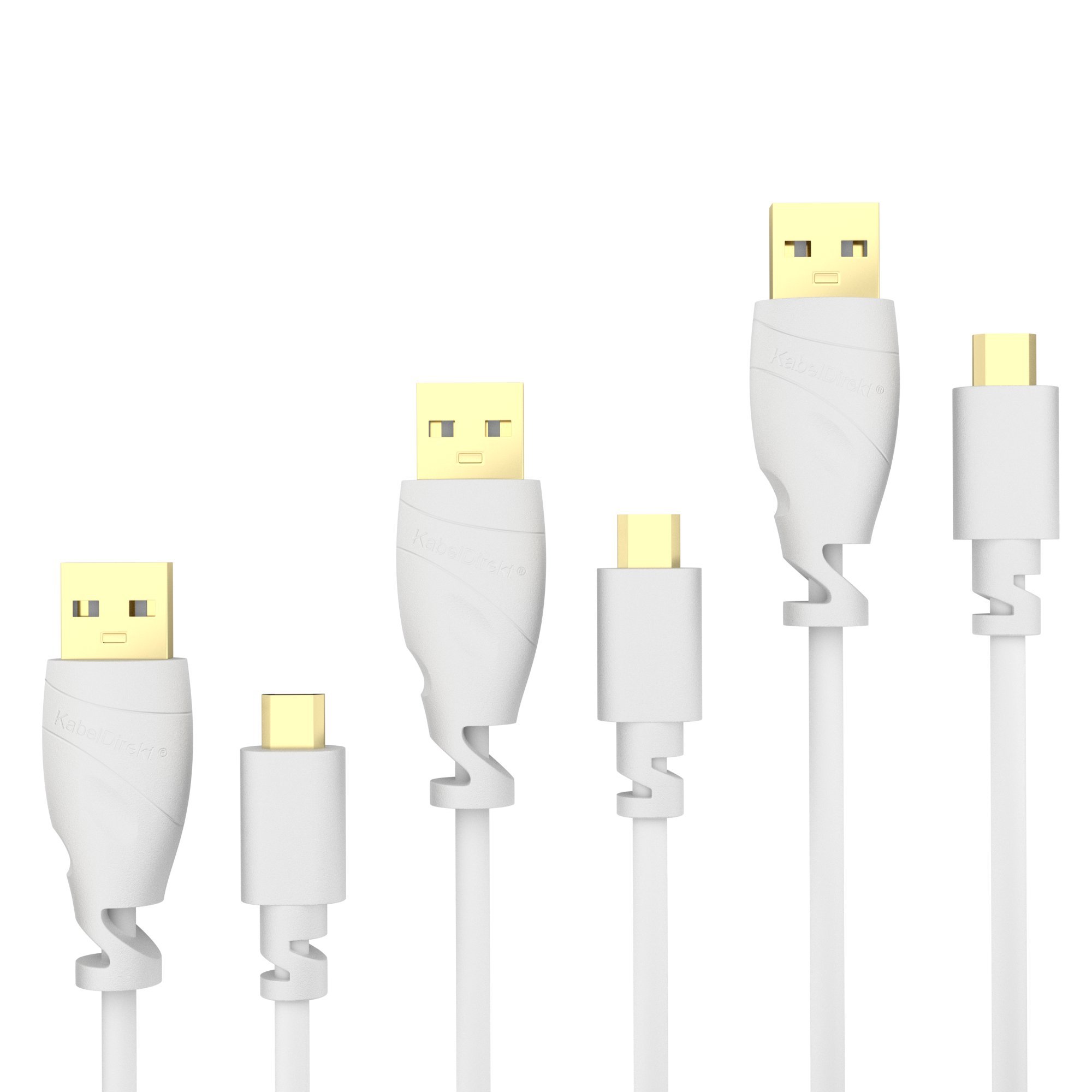 KabelDirekt – 3 x 1m Micro USB Cable (USB 2.0, Synch & Charge Cable, white) TOP Series