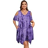 LARACE Womens Summer Casual T Shirt Dresses Cold Shoulder Flowy Dress with Pockets