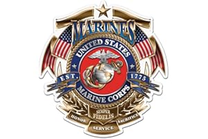 ERAZOR BITS Collectible Marine Corps Decals, Share Your Support with Our Vinyl USMC Badge of Honor Stickers for Your Home, Car, Cases and More, Souvenir Gifts for Marine Corps (4IN, 1 Pack)