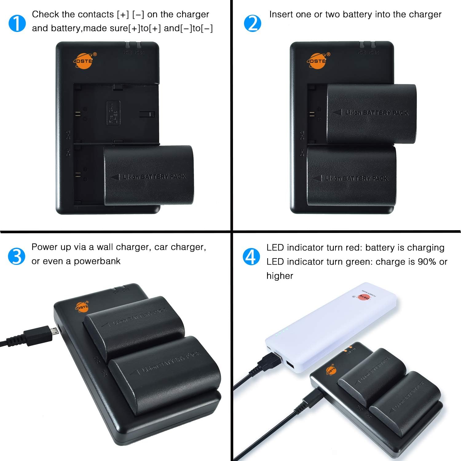 DSTE (2-Pack) 2600mAh LP-E6N LP-E6NH LP E6N Camera Batteries and Dual Slots USB Charger Compatible for Canon EOS 5C, EOS R - Image 5