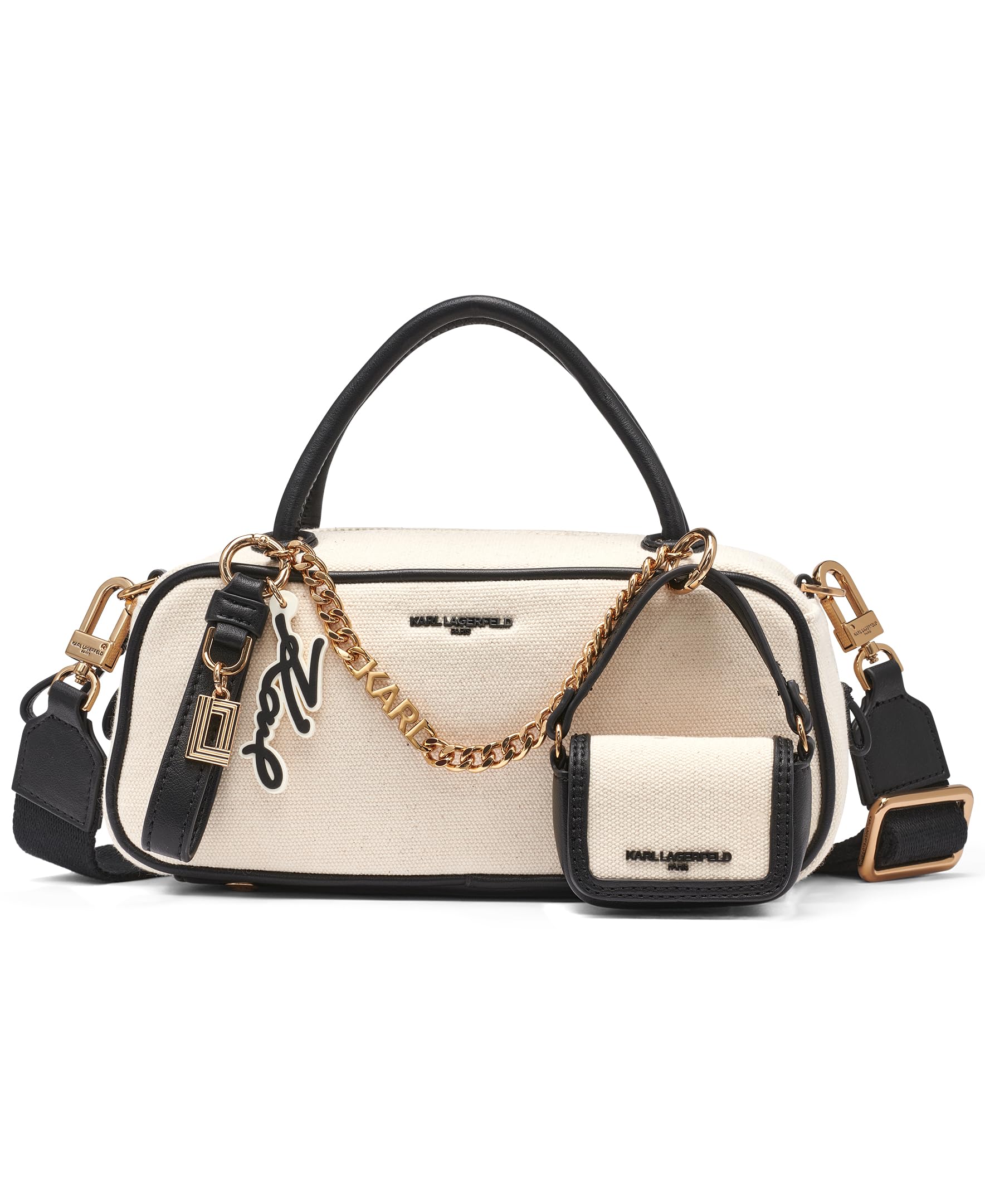 KARL LAGERFELD Paris Women’s Zaylia Crossbody Bag, Natural/Black, One Size